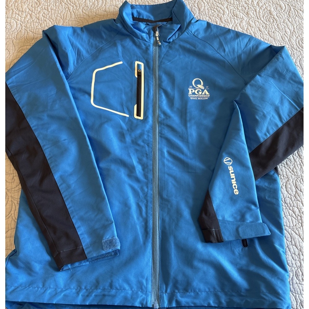 Quail Hollow Sunice Mens Small PGA Blue Softshell‎ Golf Windbreaker Jacket